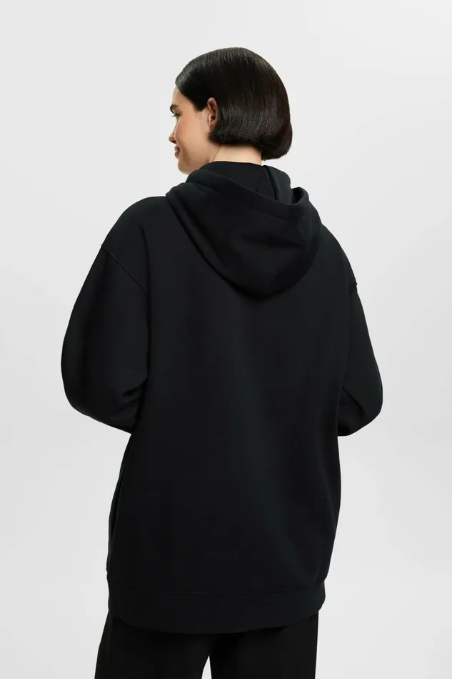Sweatshirts Hoodies Women Esprit Oversized CottonFleece Hoodie Black