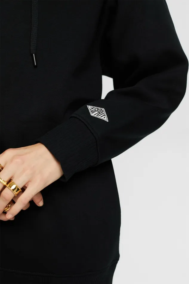 Sweatshirts Hoodies Women Esprit Oversized CottonFleece Hoodie Black
