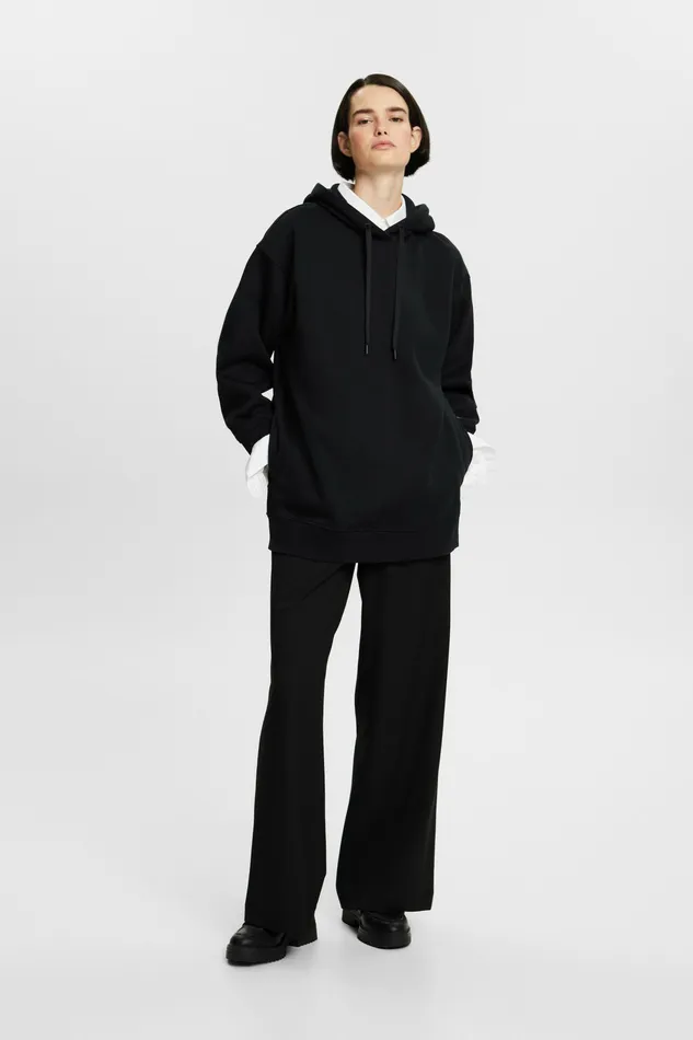 Sweatshirts Hoodies Women Esprit Oversized CottonFleece Hoodie Black