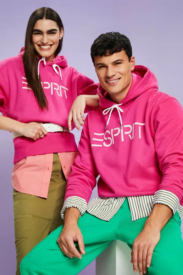 Sweatshirts Hoodies Women Esprit Unisex Logo Fleece Hoodie Pink Fuchsia