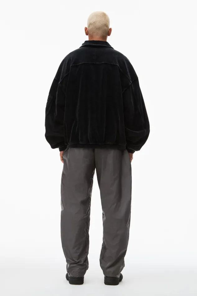 Sweatshirts Men Alexander Wang Articulated Polo Shirt In Velour With Embossed Logo
