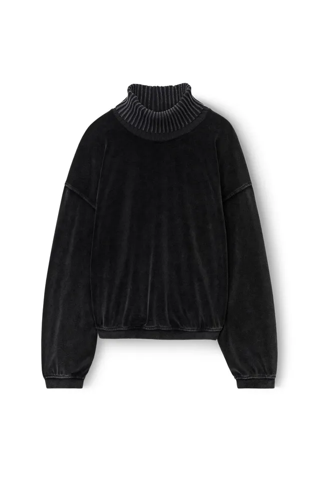 Sweatshirts Men Alexander Wang Rib Trim Turtleneck In Velour