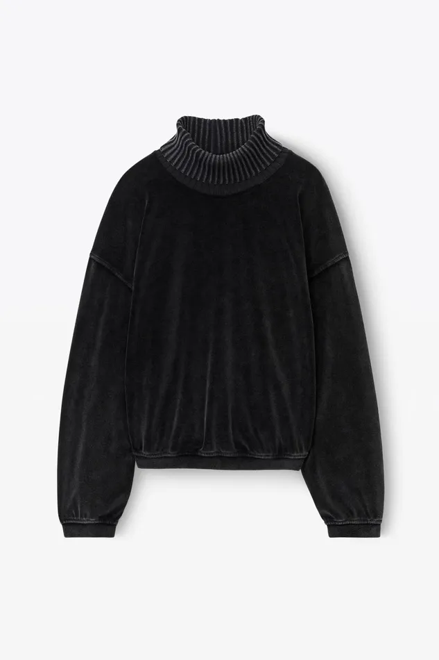 Sweatshirts Men Alexander Wang Rib Trim Turtleneck In Velour