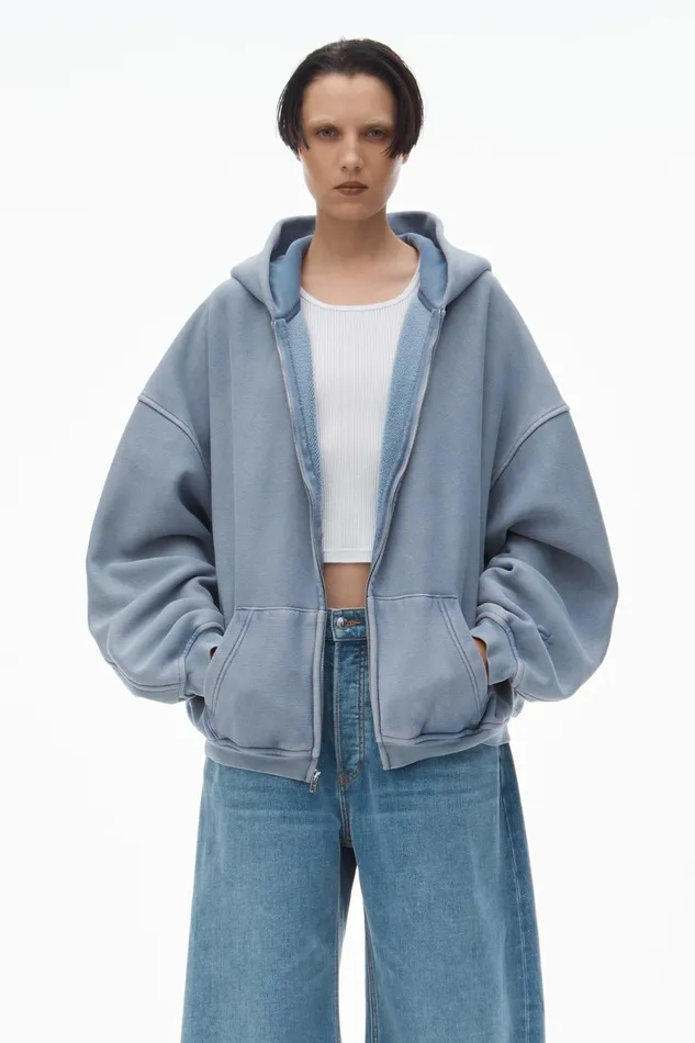 Sweatshirts MenWomen Alexander Wang Oversize Star LogoPrint ZipUp Hoodie