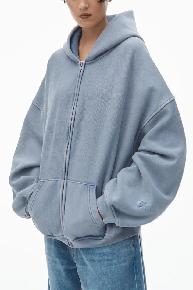 Sweatshirts MenWomen Alexander Wang Oversize Star LogoPrint ZipUp Hoodie