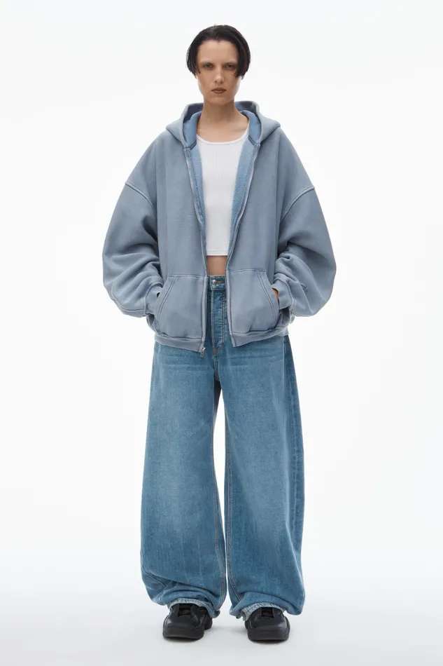 Sweatshirts MenWomen Alexander Wang Oversize Star LogoPrint ZipUp Hoodie