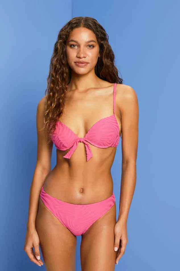 Swimwear Women Esprit Recycled Jacquard Bikini Bottoms Pink Fuchsia