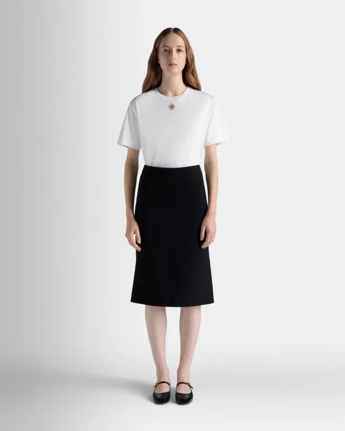 TShirt With Bally Crest Logo In White Cotton Women Bally Shirts and TShirts