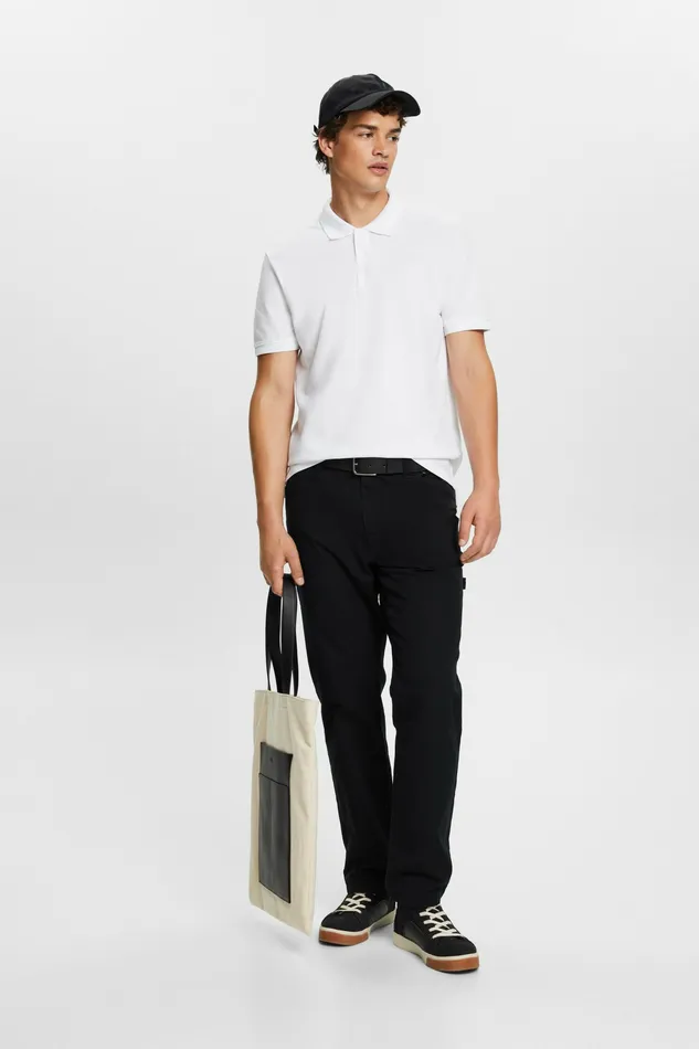 TShirts Polos Men Esprit Cotton Pique Polo Shirt White