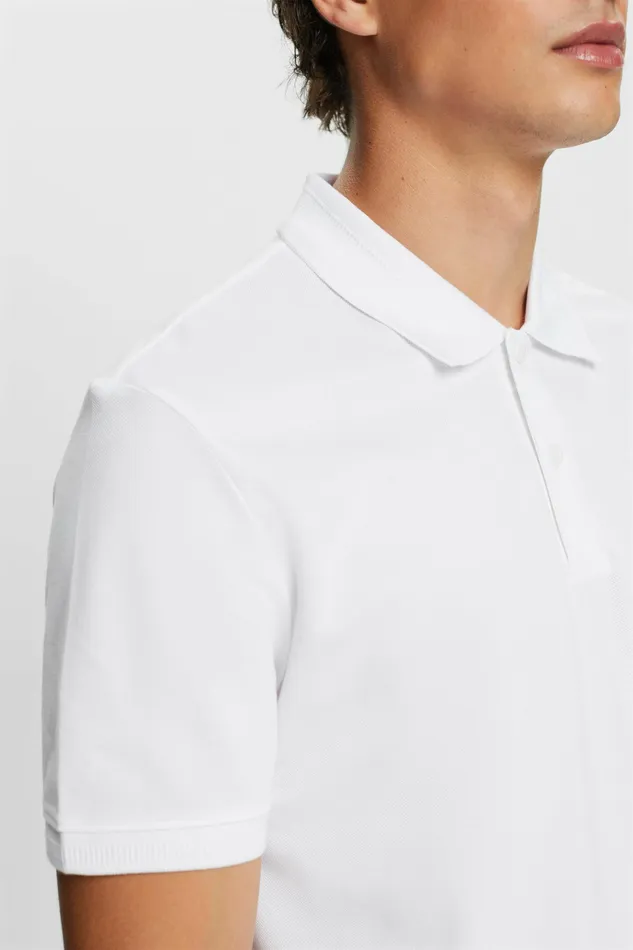 TShirts Polos Men Esprit Cotton Pique Polo Shirt White