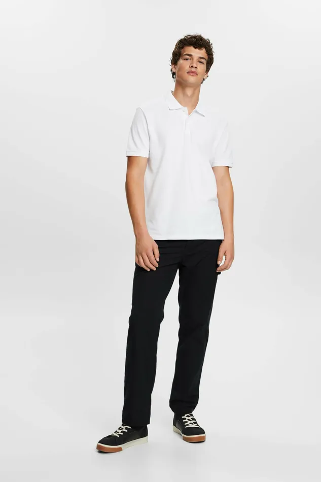 TShirts Polos Men Esprit Cotton Pique Polo Shirt White