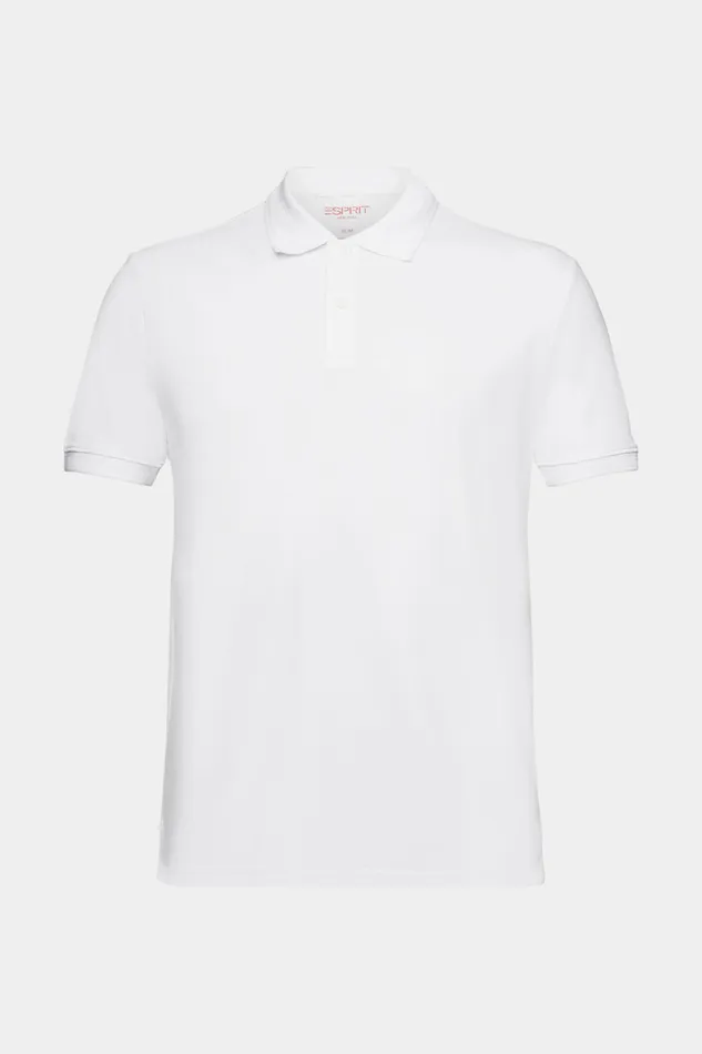 TShirts Polos Men Esprit Cotton Pique Polo Shirt White