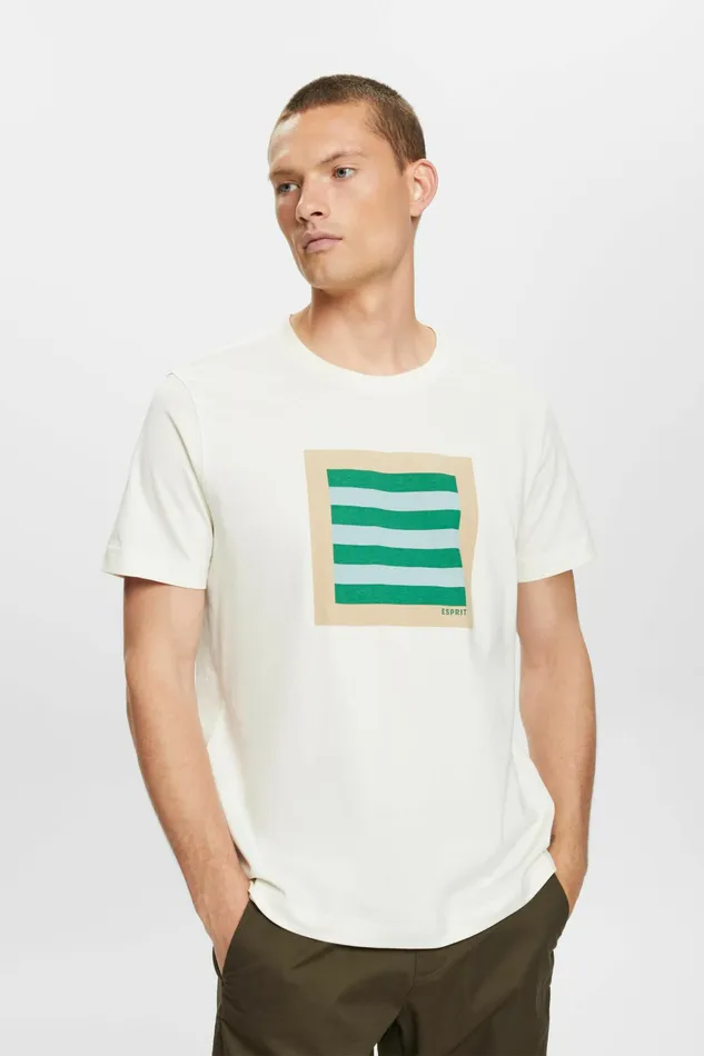TShirts Polos Men Esprit Graphic Cotton Jersey TShirt Ice