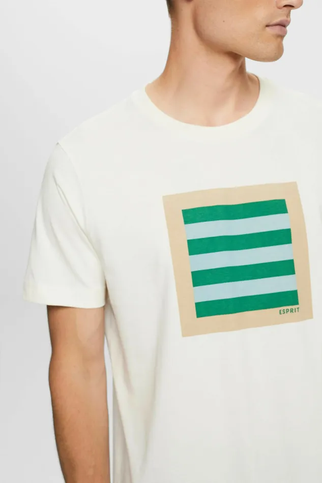 TShirts Polos Men Esprit Graphic Cotton Jersey TShirt Ice