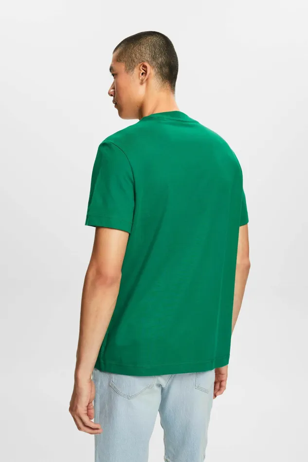TShirts Polos Men Esprit Logo Print Cotton TShirt Dark Green