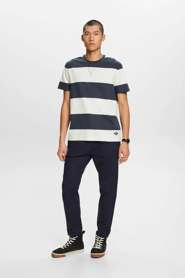 TShirts Polos Men Esprit Logo Striped TShirt Petrol Blue