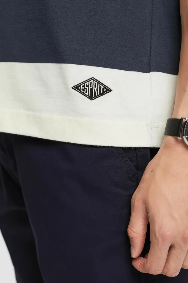 TShirts Polos Men Esprit Logo Striped TShirt Petrol Blue