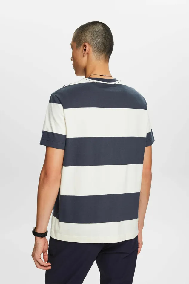 TShirts Polos Men Esprit Logo Striped TShirt Petrol Blue