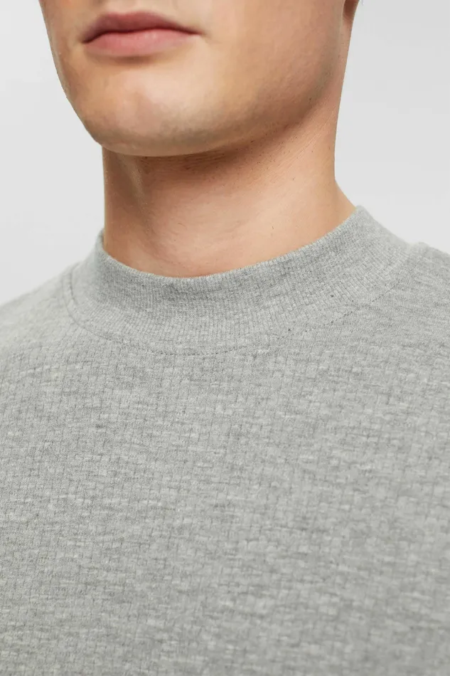 TShirts Polos Men Esprit Ribbed Long Sleeve Top Light Grey