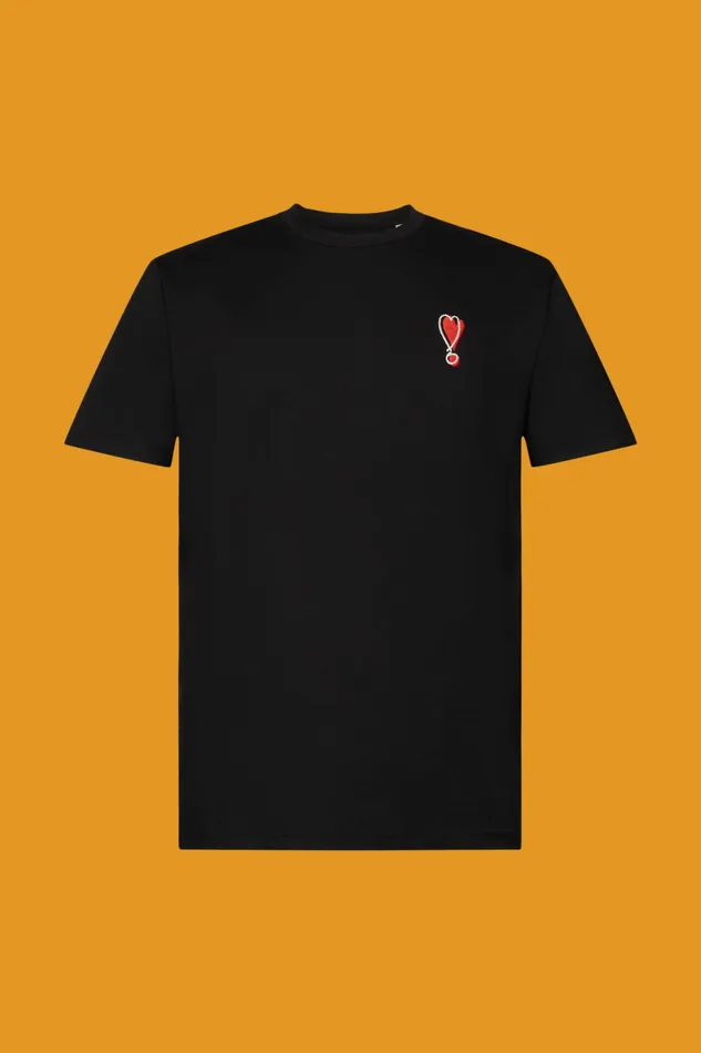 TShirts Polos Men Esprit Sustainable Cotton TShirt With Heart Motif Black