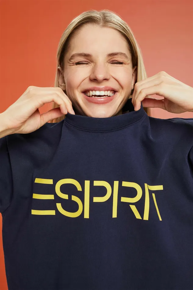 TShirts Polos Men Esprit Unisex Logo Cotton Jersey TShirt Navy