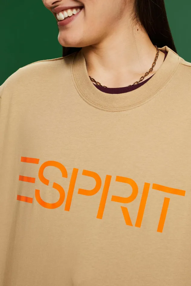 TShirts Polos Men Esprit Unisex Logo Cotton Jersey TShirt Skin Beige
