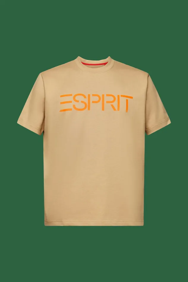 TShirts Polos Men Esprit Unisex Logo Cotton Jersey TShirt Skin Beige