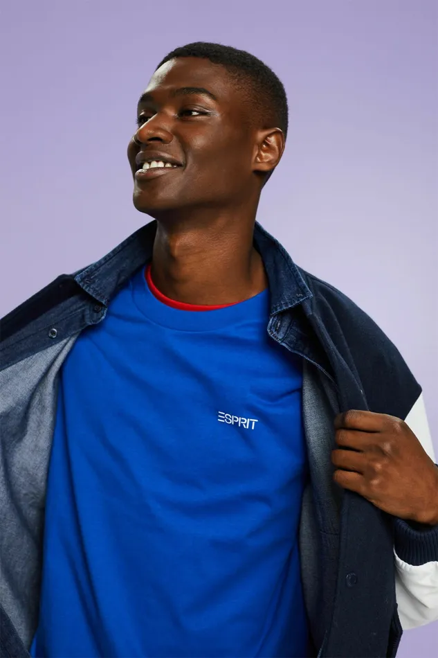 TShirts Polos Men Esprit Unisex Logo TShirt Bright Blue
