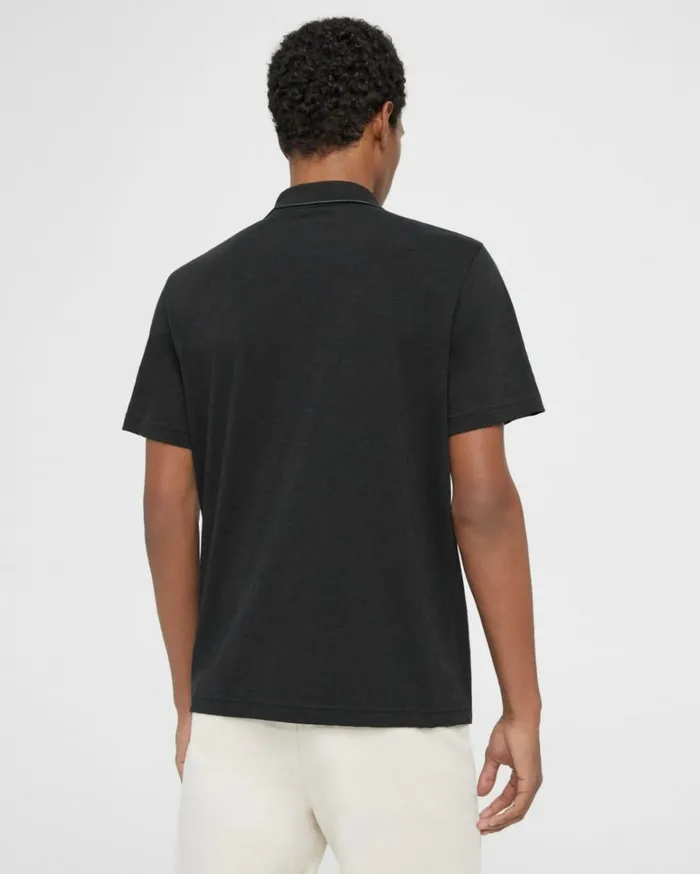 Tshirts Polos Men Theory Bron Polo Shirt In Slub Cotton Black Tshirts Polos Men Theory Bron Polo Shirt In Slub Cotton Black