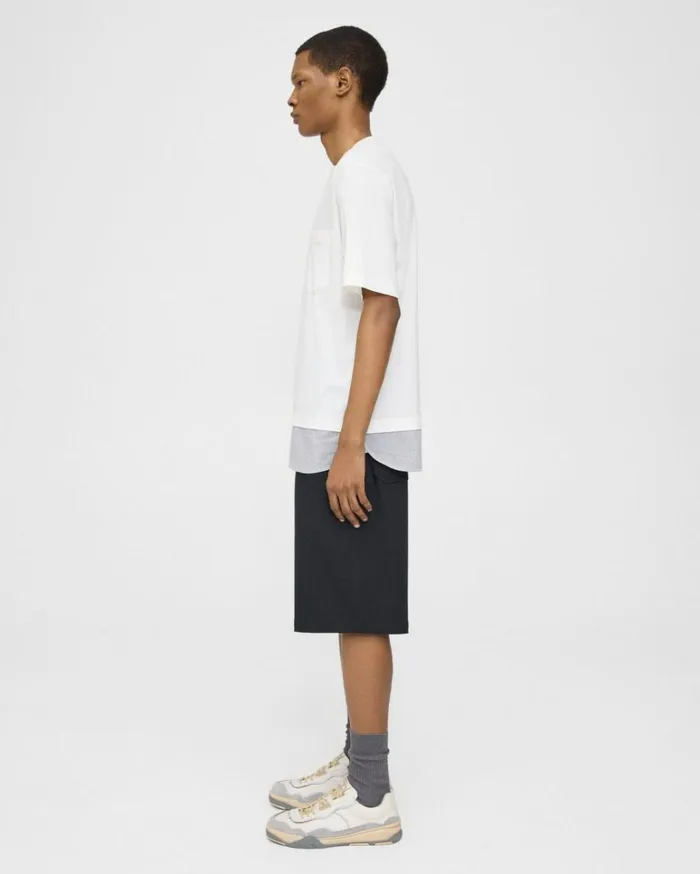 Tshirts Polos Men Theory Combo Tee In Cotton Jersey Porcelain Tshirts Polos Men Theory Combo Tee In Cotton Jersey Porcelain