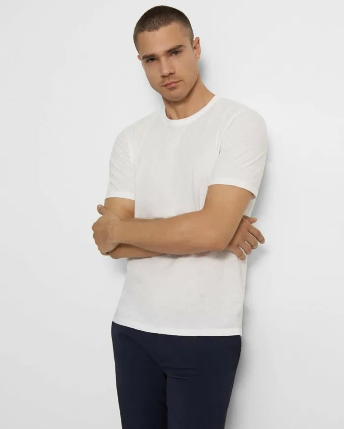 Tshirts Polos Men Theory Essential Tee In Cosmos Slub Cotton White