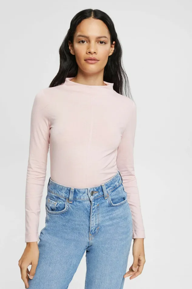 TShirts Tops Women Esprit Boat Neck Long Sleeve Top Light Pink