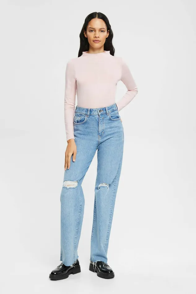 TShirts Tops Women Esprit Boat Neck Long Sleeve Top Light Pink