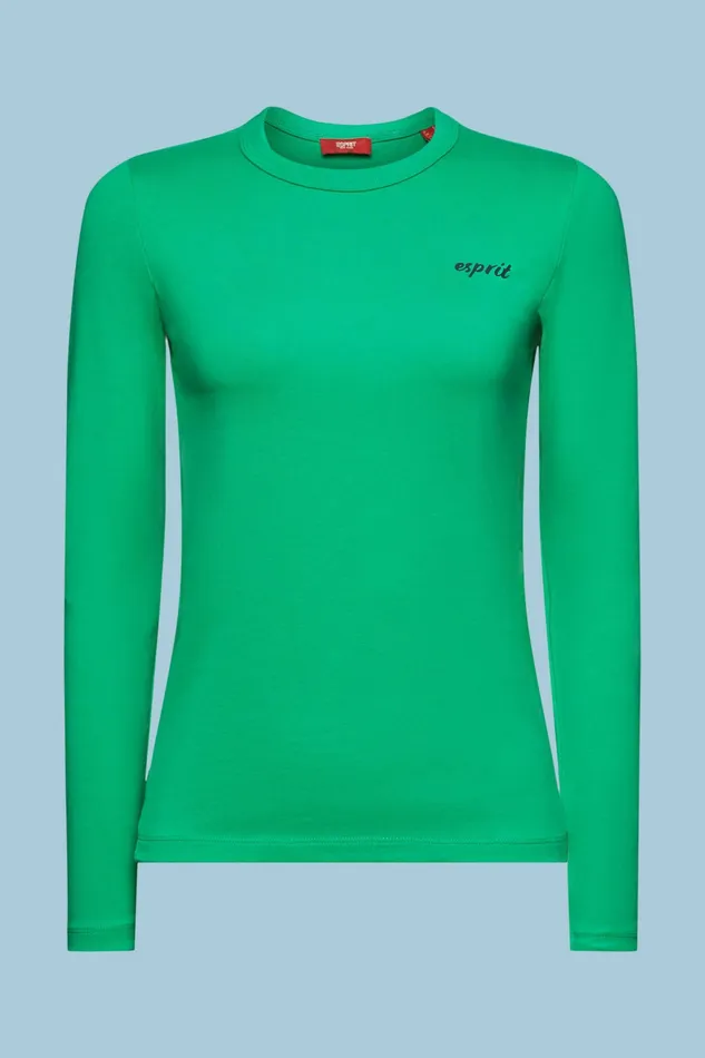 TShirts Tops Women Esprit Logo LongSleeve TShirt Green