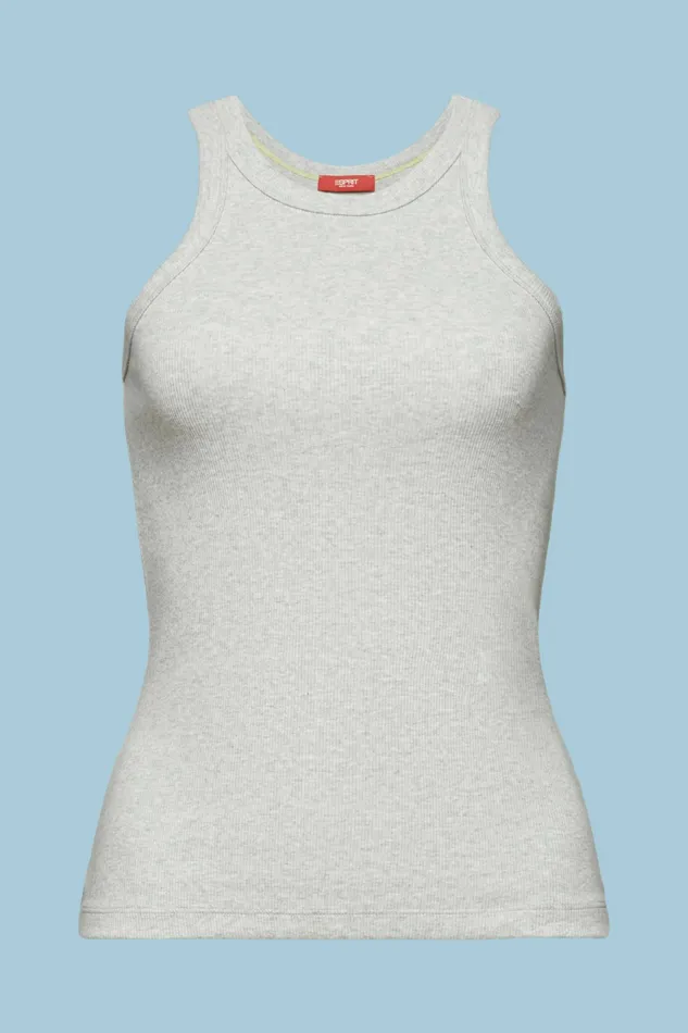 TShirts Tops Women Esprit Ribbed Organic Cotton Tanktop Light Grey 5