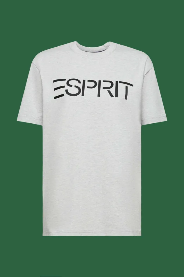 TShirts Tops Women Esprit Unisex Logo Cotton Jersey TShirt Light Grey