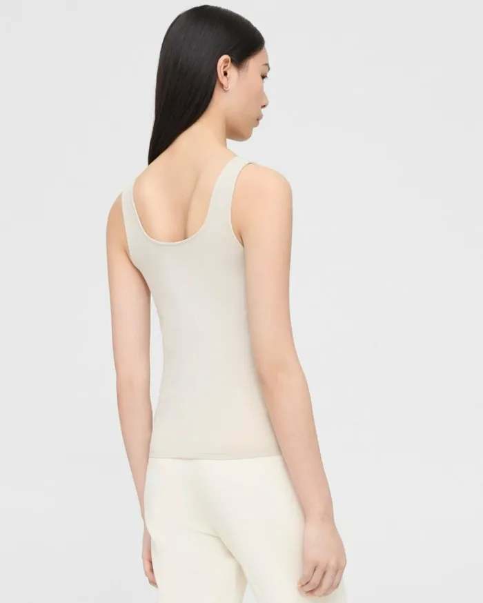 TShirts Women Theory Scoop Neck Tank In Stretch Cotton Sand TShirts Women Theory Scoop Neck Tank In Stretch Cotton Sand