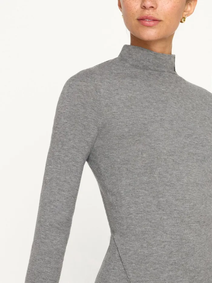 The Anika Mock Neck Top Steel Mlange Women Brochu Walker Tops