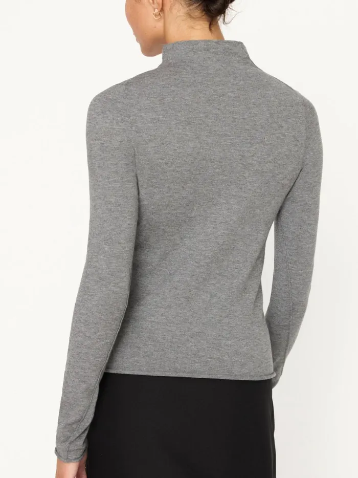 The Anika Mock Neck Top Steel Mlange Women Brochu Walker Tops