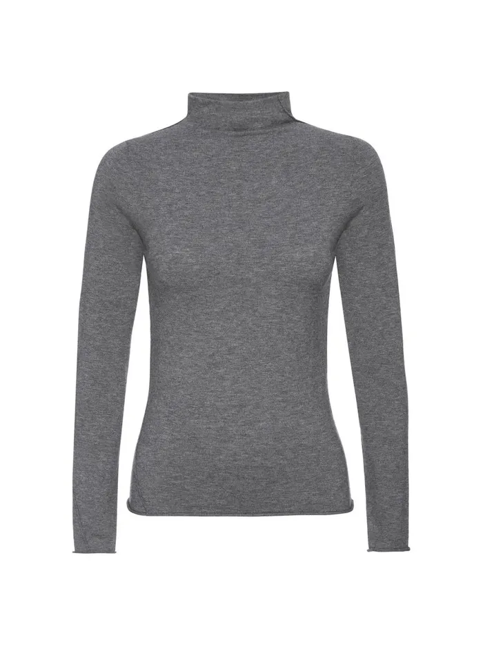 The Anika Mock Neck Top Steel Mlange Women Brochu Walker Tops