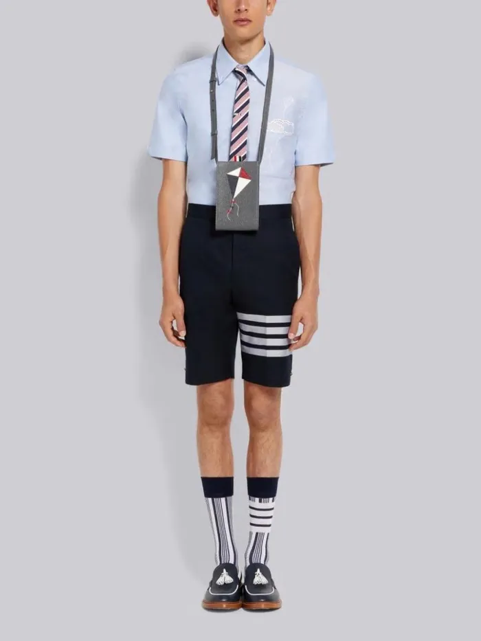 Thom Browne Broderie Anglaise Mr Thom With Kite Straight Fit Short Sleeve Shirt Light Blue Men Shirting