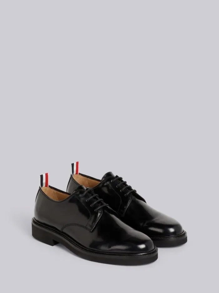 Thom Browne Calf Leather Micro Sole Uniform Shoe Black Women Brogues and Loafers