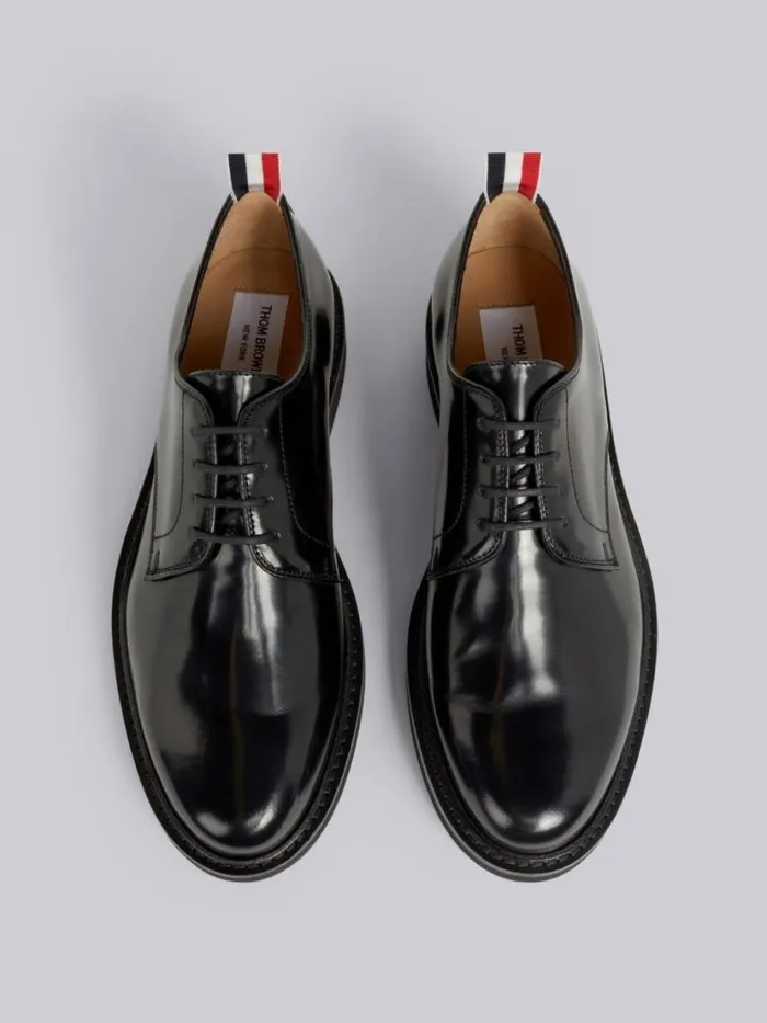 Thom Browne Calf Leather Micro Sole Uniform Shoe Black Women Brogues and Loafers