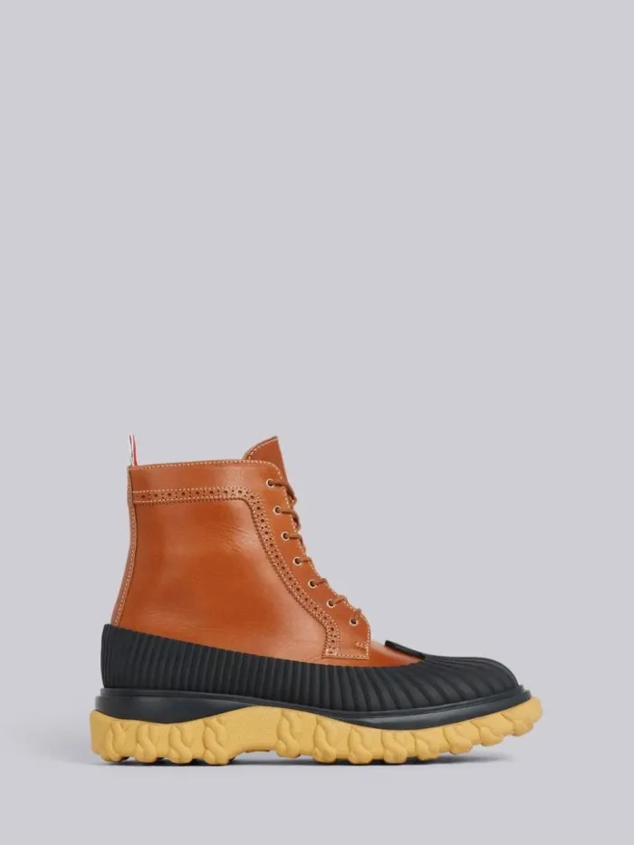 Thom Browne Calf Leather Rubber Sole Longwing Duck Boot Camel Men Boots