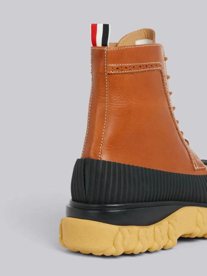 Thom Browne Calf Leather Rubber Sole Longwing Duck Boot Camel Men Boots