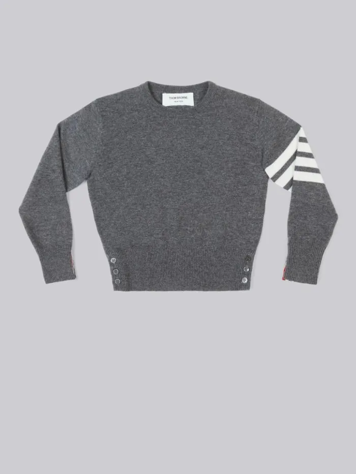 Thom Browne Cashmere 4bar Crewneck Pullover Medium Grey GirlsBoys Knitwear
