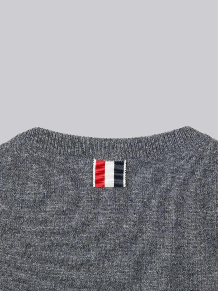 Thom Browne Cashmere 4bar Crewneck Pullover Medium Grey GirlsBoys Knitwear Thom Browne Cashmere 4bar Crewneck Pullover Medium Grey GirlsBoys Knitwear