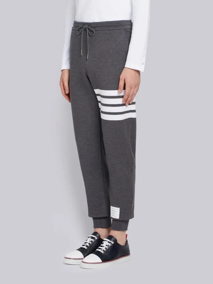 Thom Browne Classic Cotton Loopback Jersey 4bar Sweatpant Dark Grey Men Sweats Thom Browne Classic Cotton Loopback Jersey 4bar Sweatpant Dark Grey Men Sweats