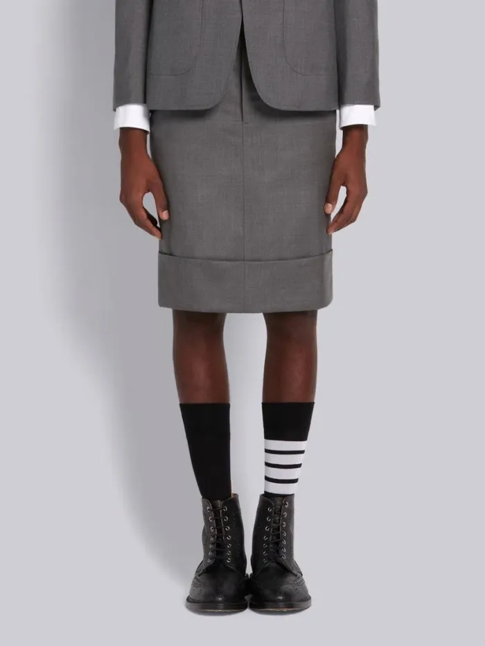 Thom Browne Classic Rise Knee Length Beltloop Skirt In Super 120s Twill Medium Grey Men Trousers Thom Browne Classic Rise Knee Length Beltloop Skirt In Super 120s Twill Medium Grey Men Trousers