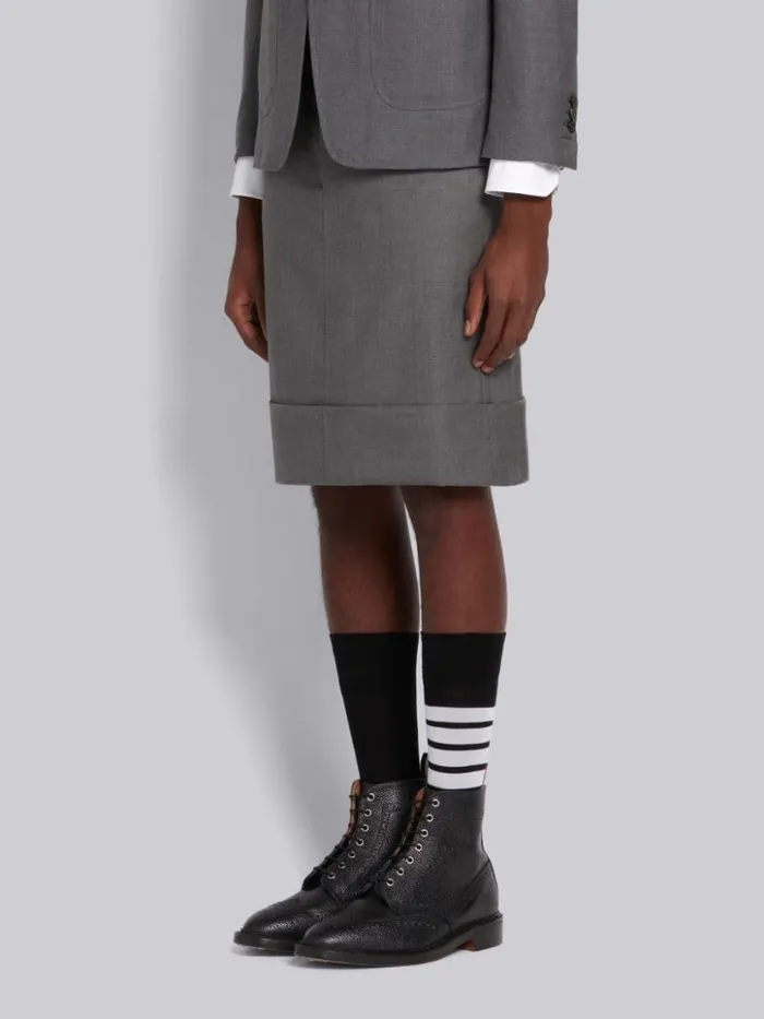 Thom Browne Classic Rise Knee Length Beltloop Skirt In Super 120s Twill Medium Grey Men Trousers Thom Browne Classic Rise Knee Length Beltloop Skirt In Super 120s Twill Medium Grey Men Trousers